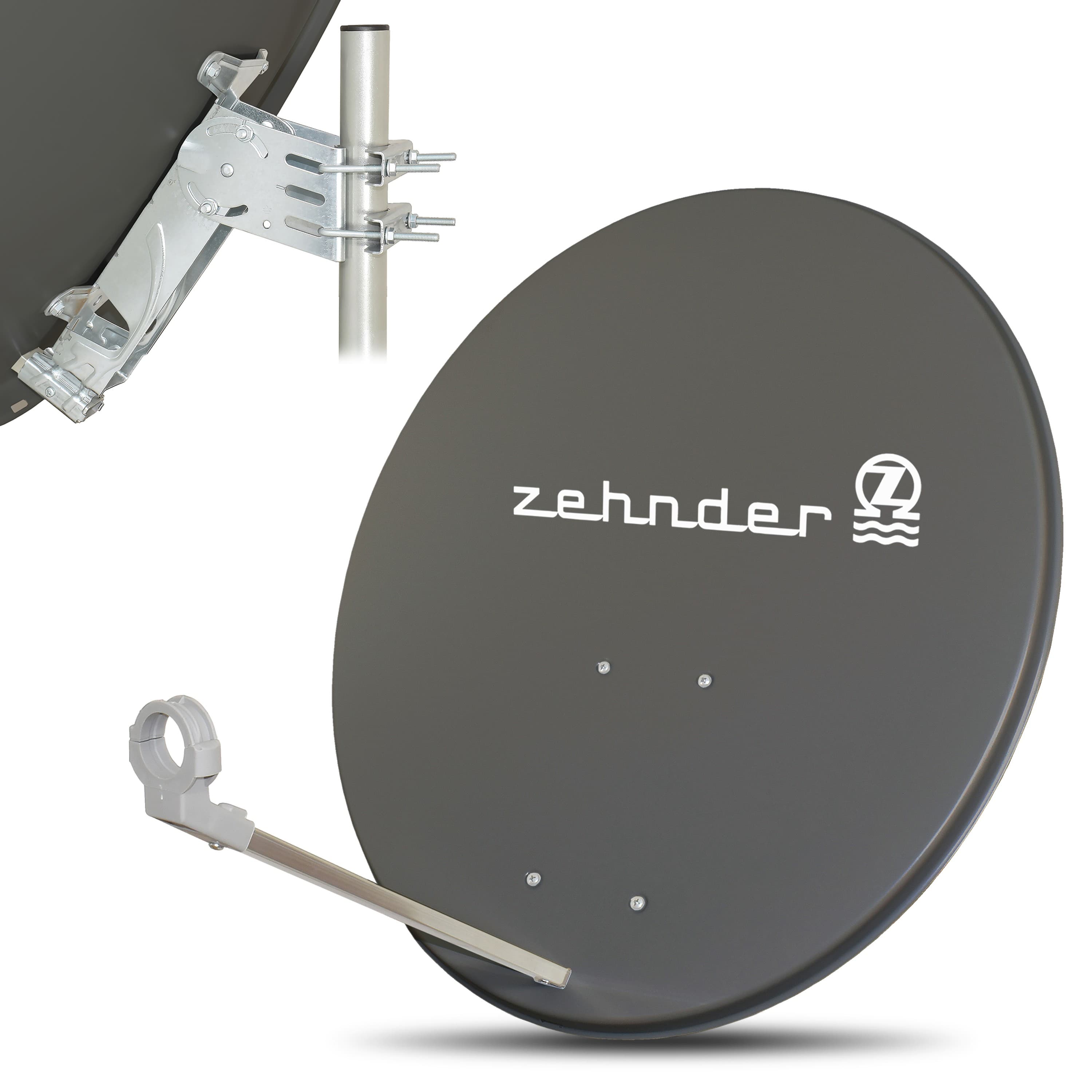 ZEHNDER 80cm Satellite Satellite Satellite Mirror Dish Antenna HD 4K Dark Grey Anthracite product image